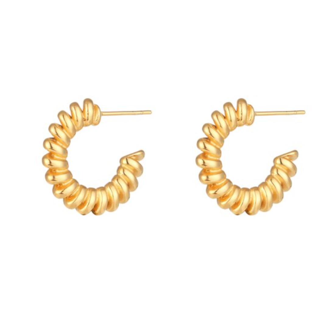 Corded Hoop Earrings 18k Gold Plated