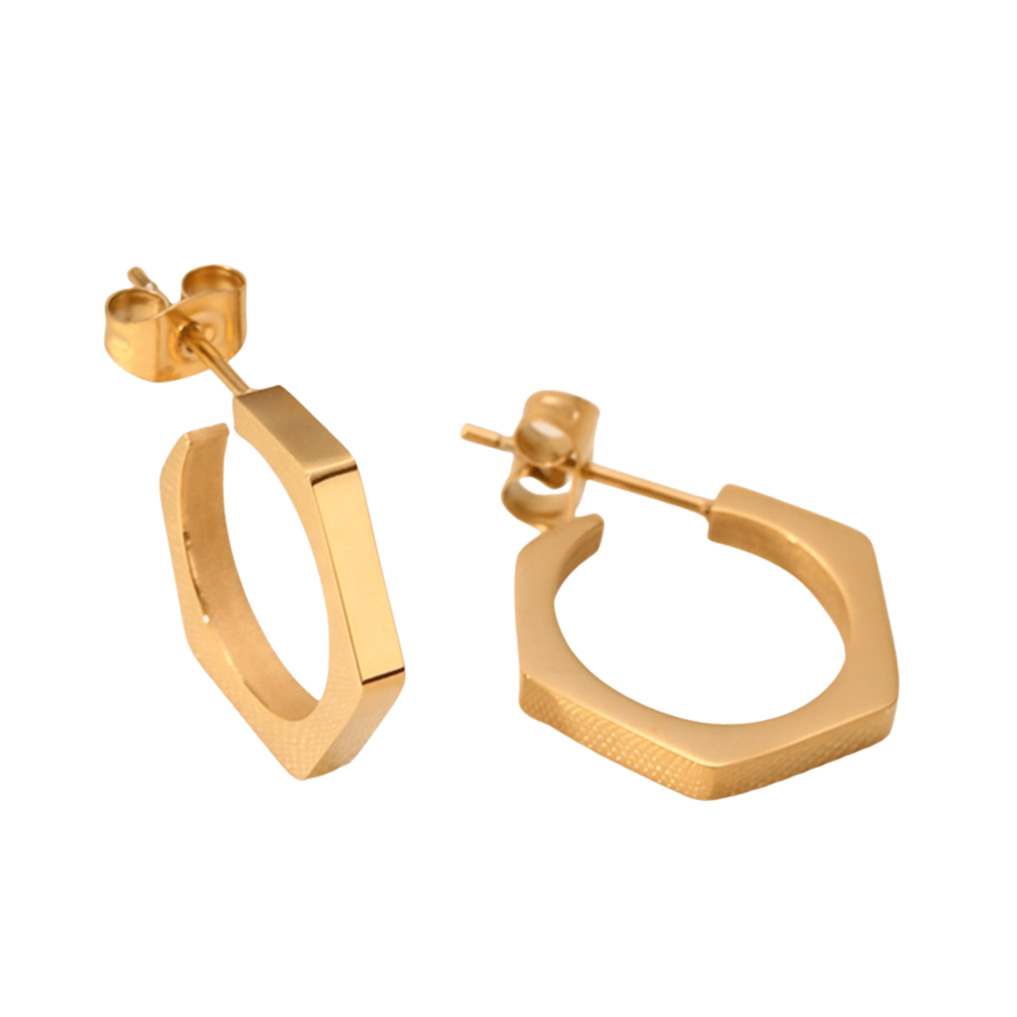 Hexagon Vibes 18K Gold Plated Hoop Earrings