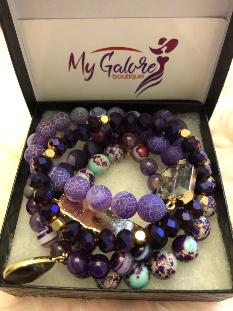 Crystal Beaded Bracelet Set