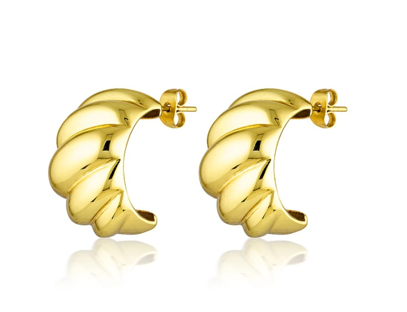 Diligent Lure 18K Gold  Plated Croissant Earrings