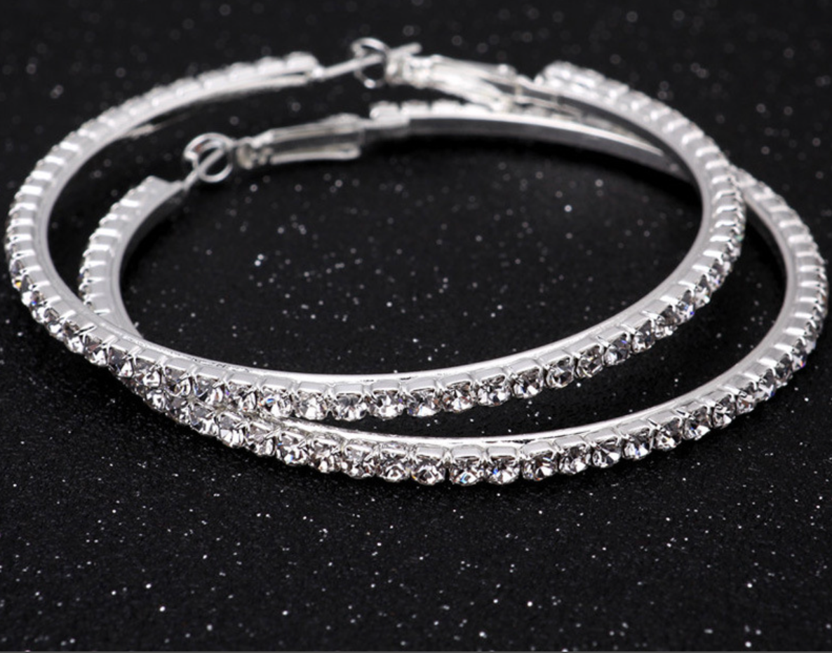 Crystal Bond Rhinestones Hoop Earrings