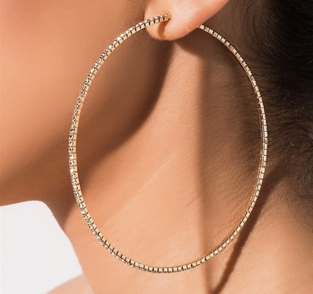 Crystal Bond Rhinestones Hoop Earrings