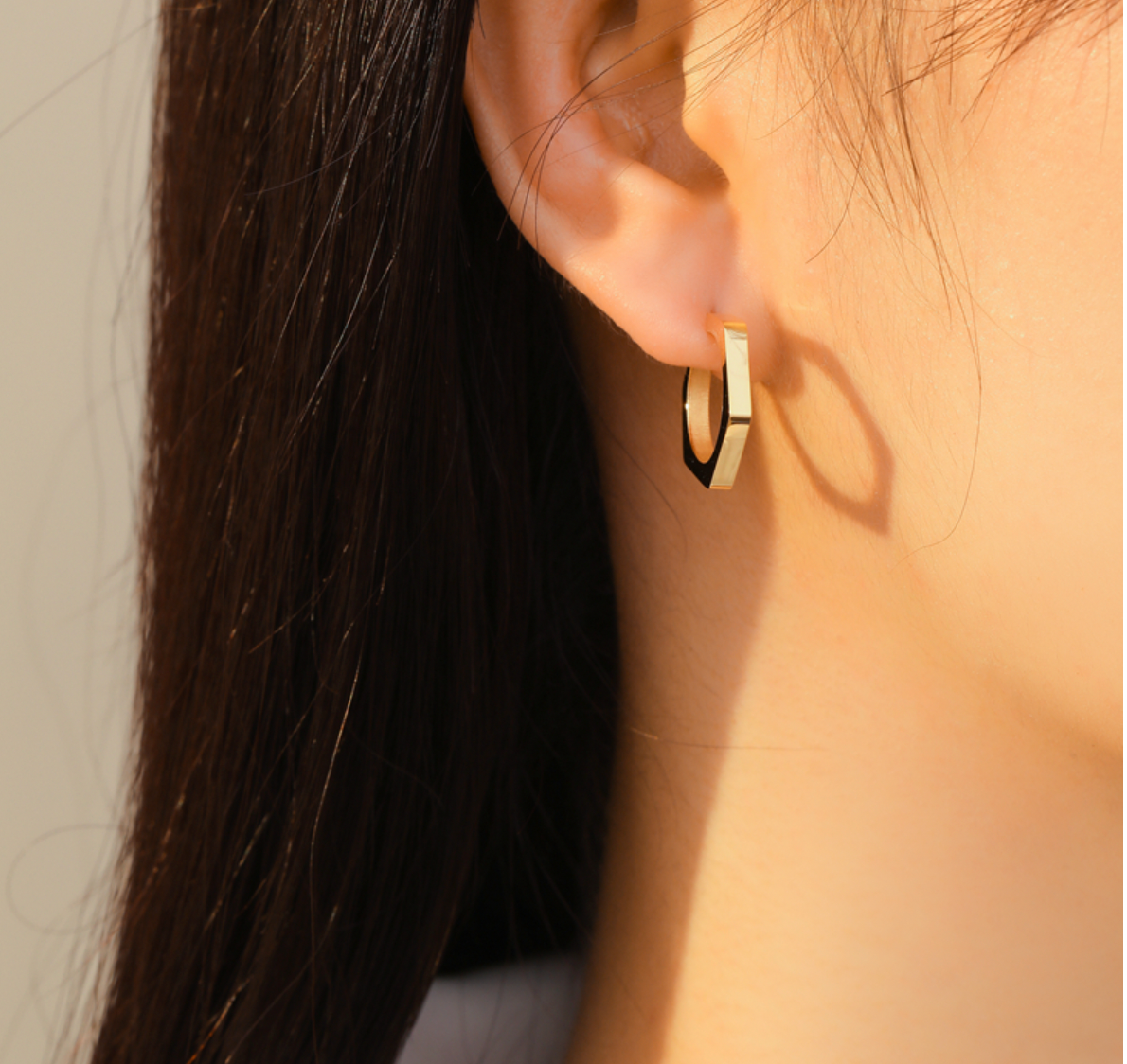 Hexagon Vibes 18K Gold Plated Hoop Earrings