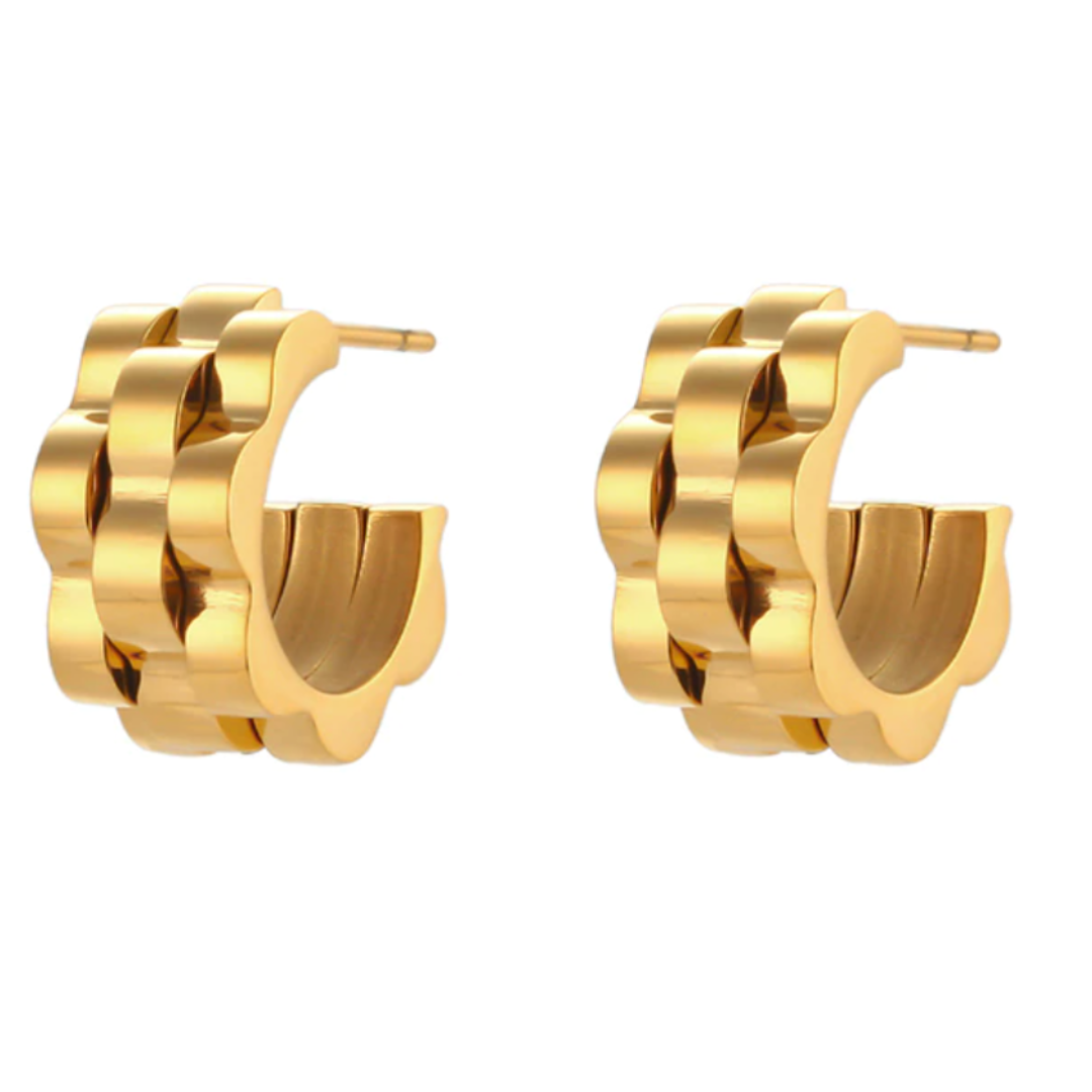 Rollo Watchband 18K Gold Plated Hoop Earrings