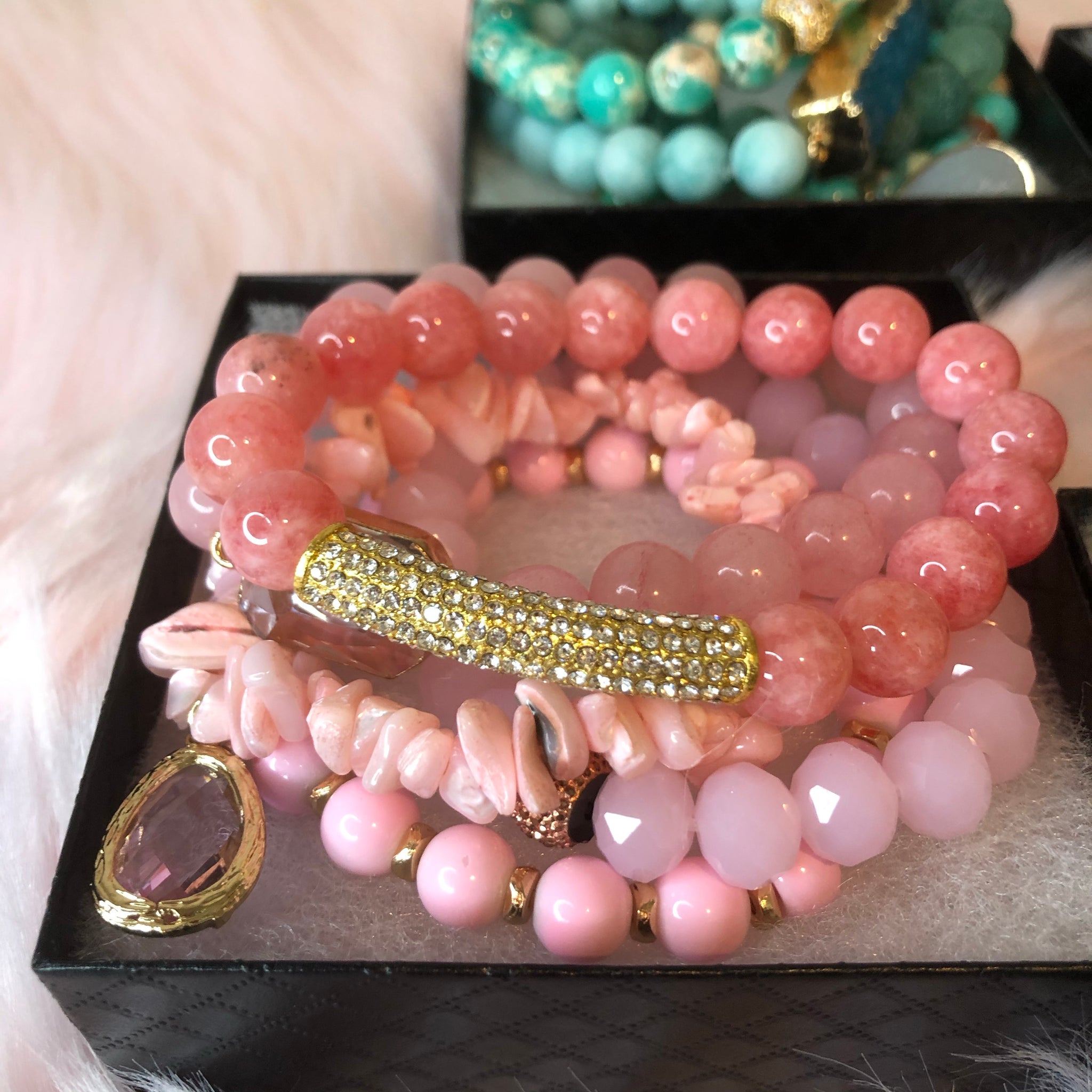 Crystal Beaded Bracelet Set