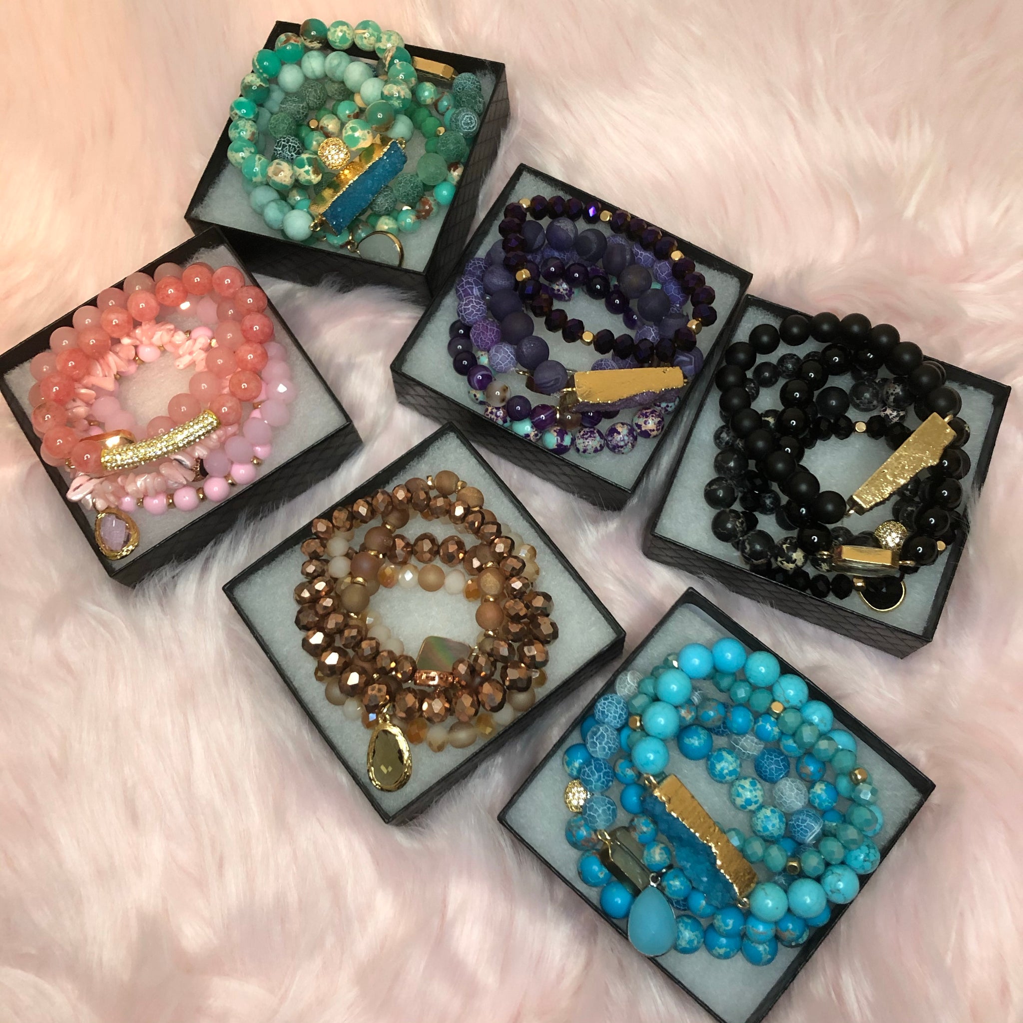 Crystal Beaded Bracelet Set