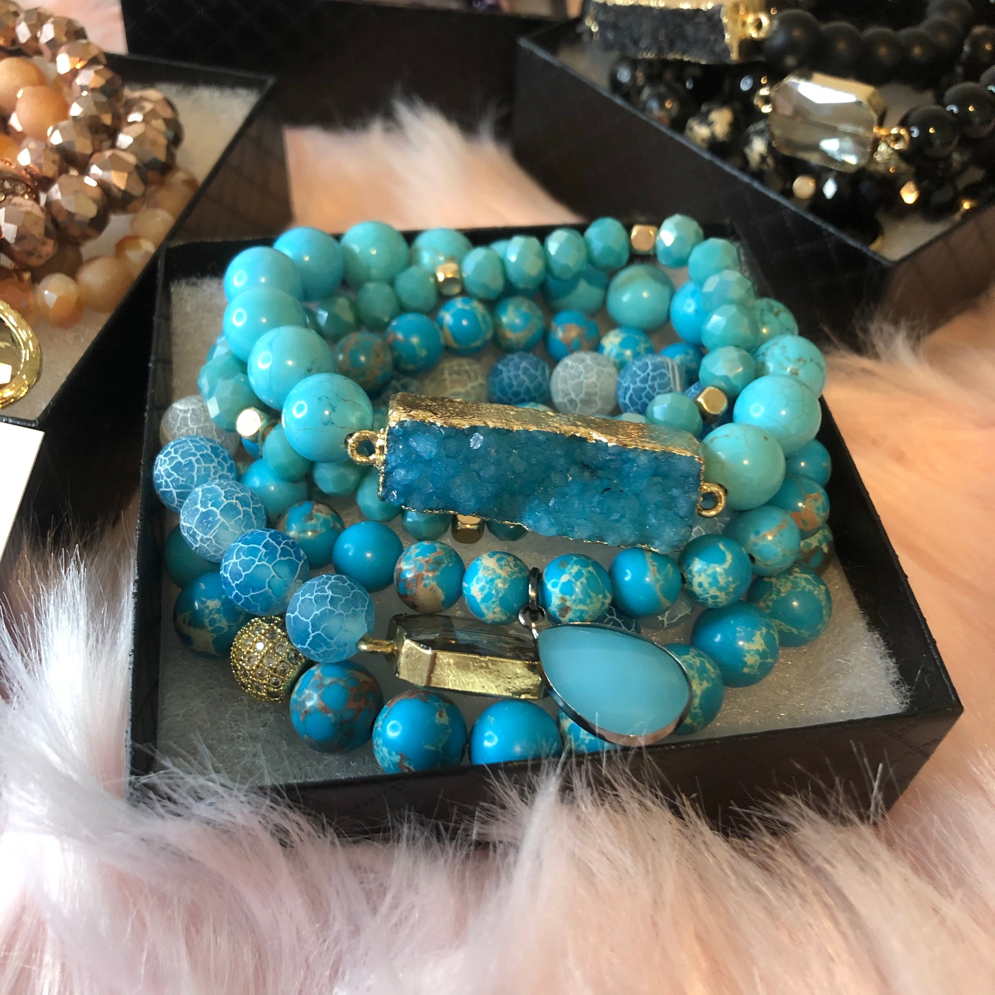 Crystal Beaded Bracelet Set