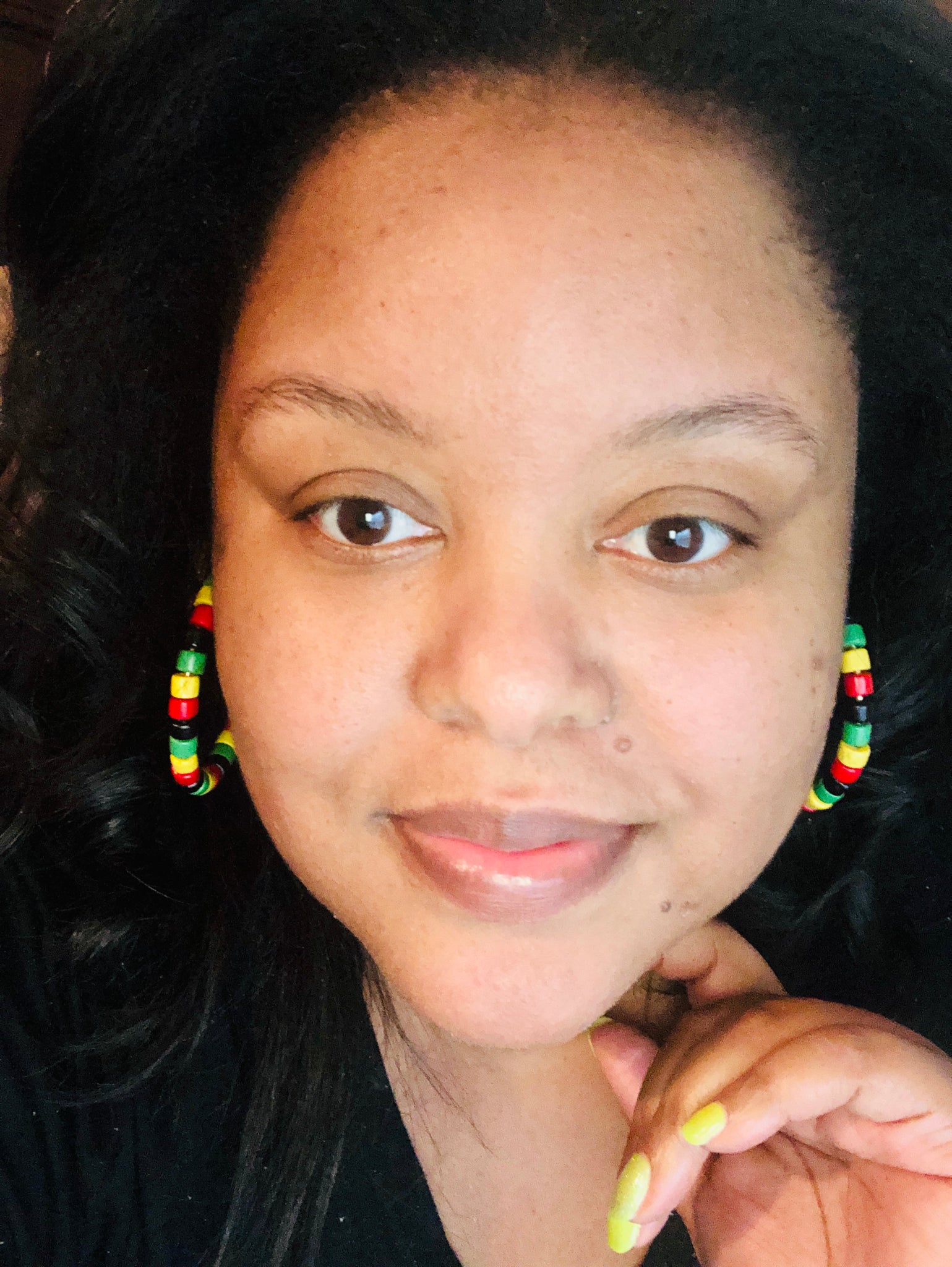 African Goddess Beaded Hoop Earrings