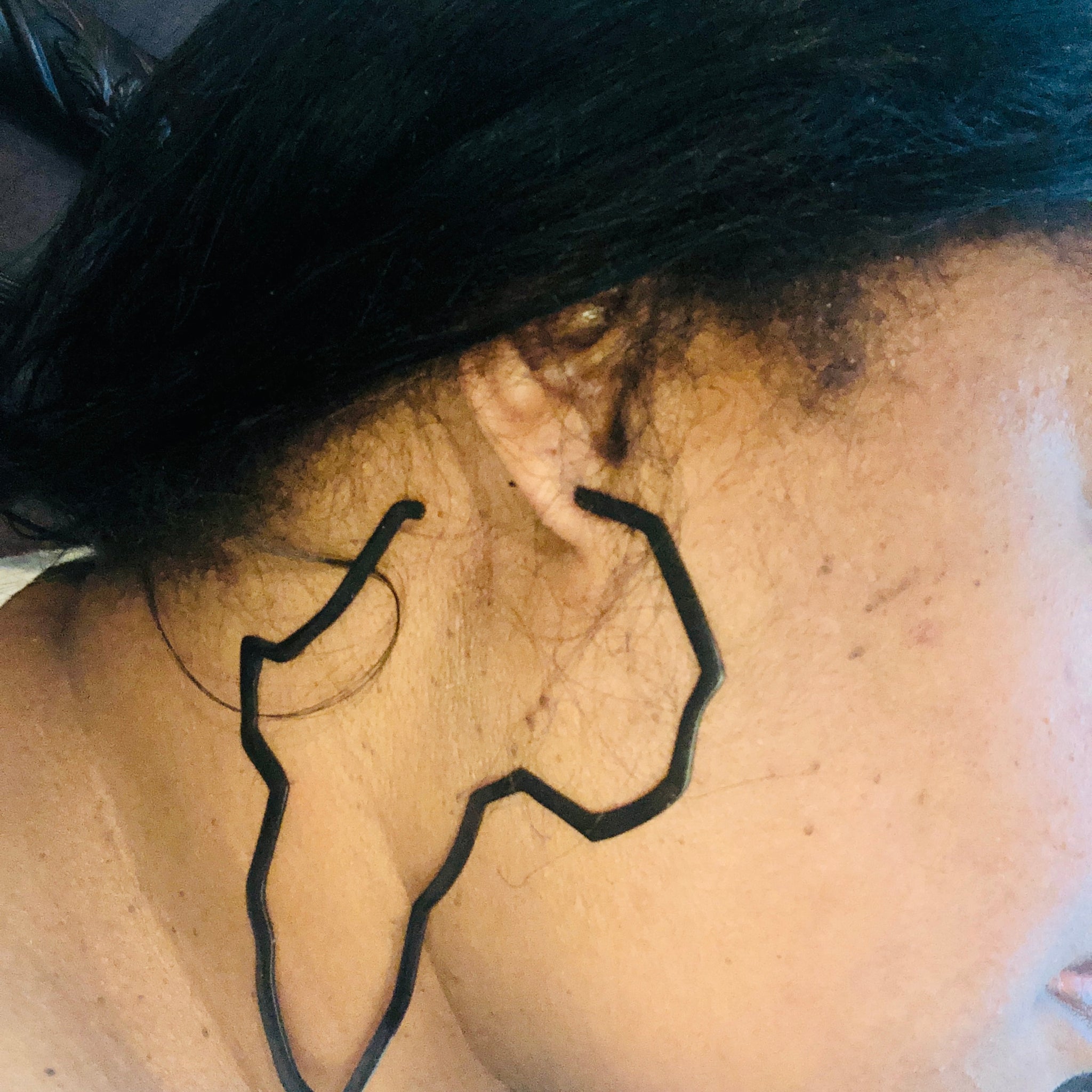 African Map Black Stainless Steel Earrings