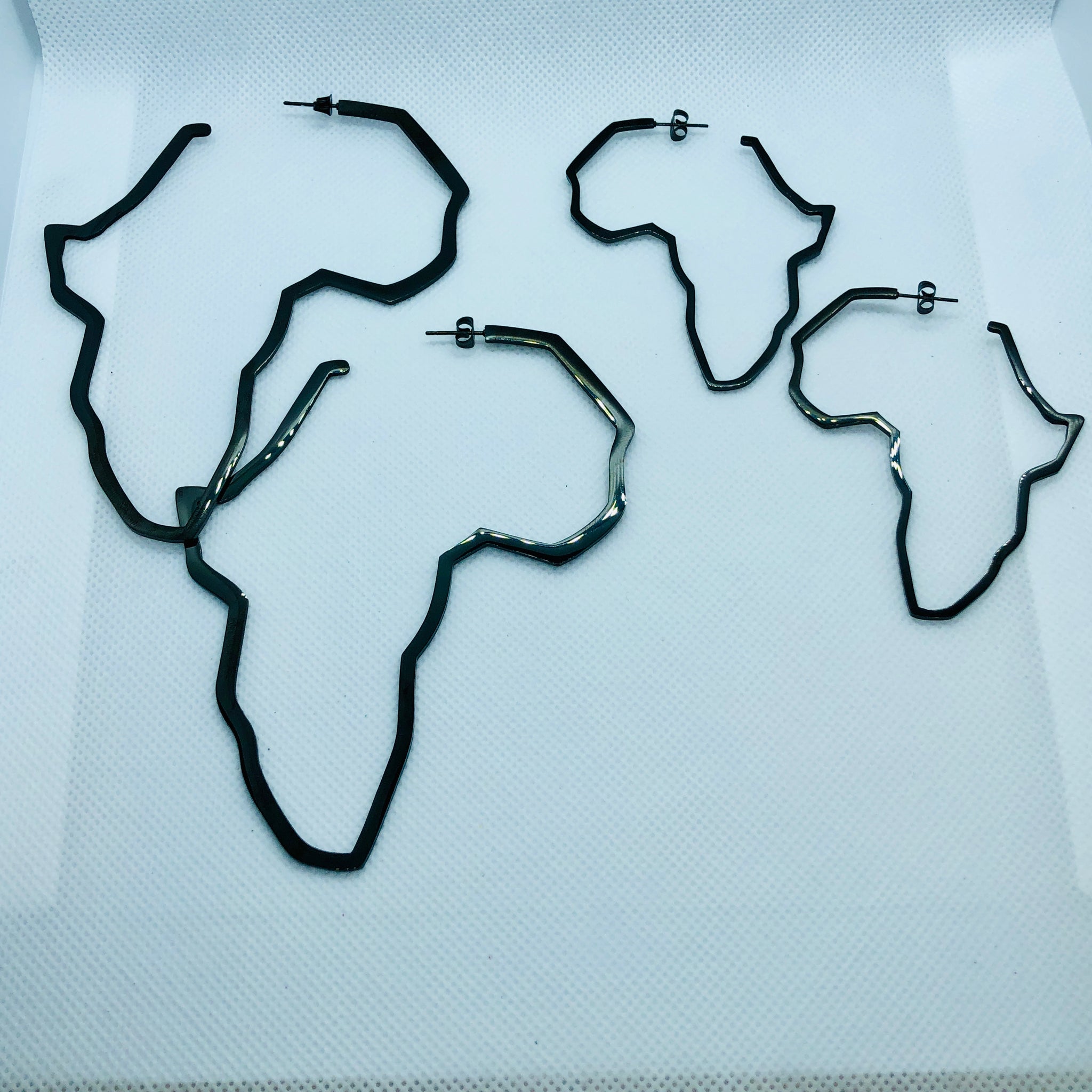 African Map Black Stainless Steel Earrings