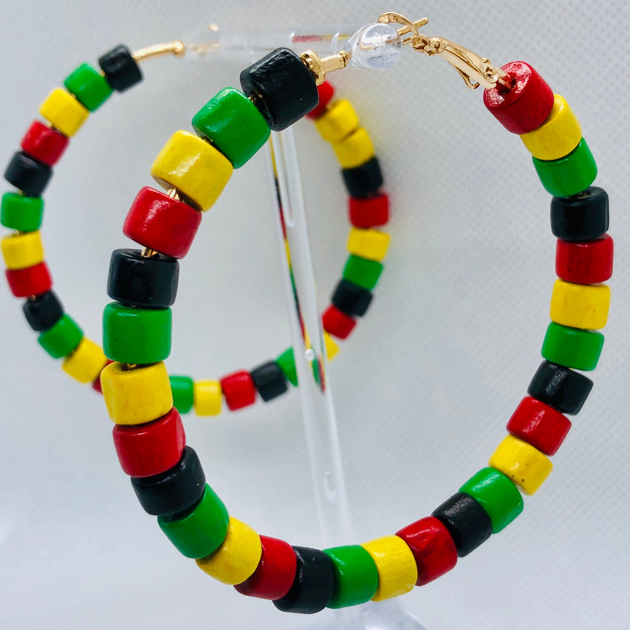 African Goddess Beaded Hoop Earrings