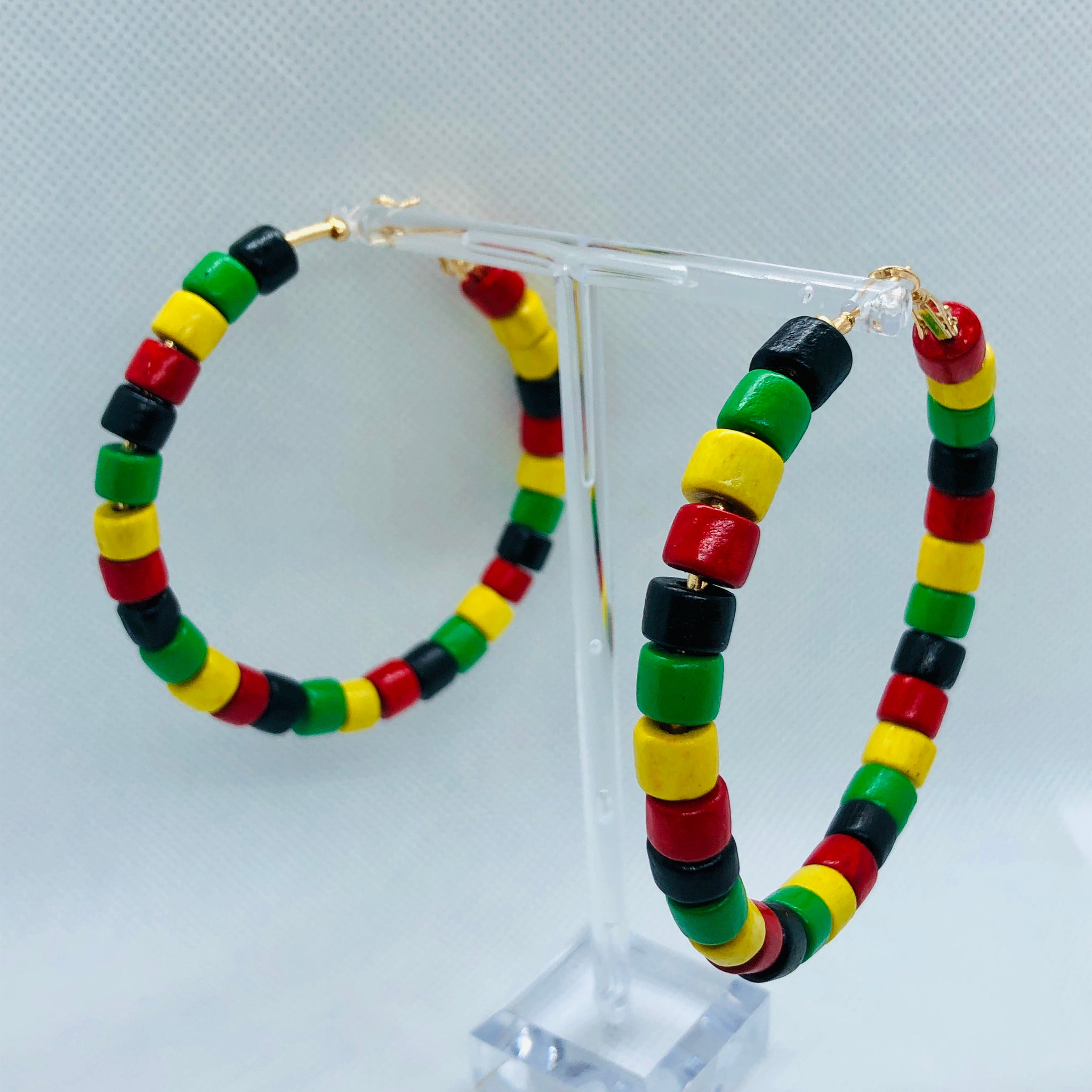 African Goddess Beaded Hoop Earrings