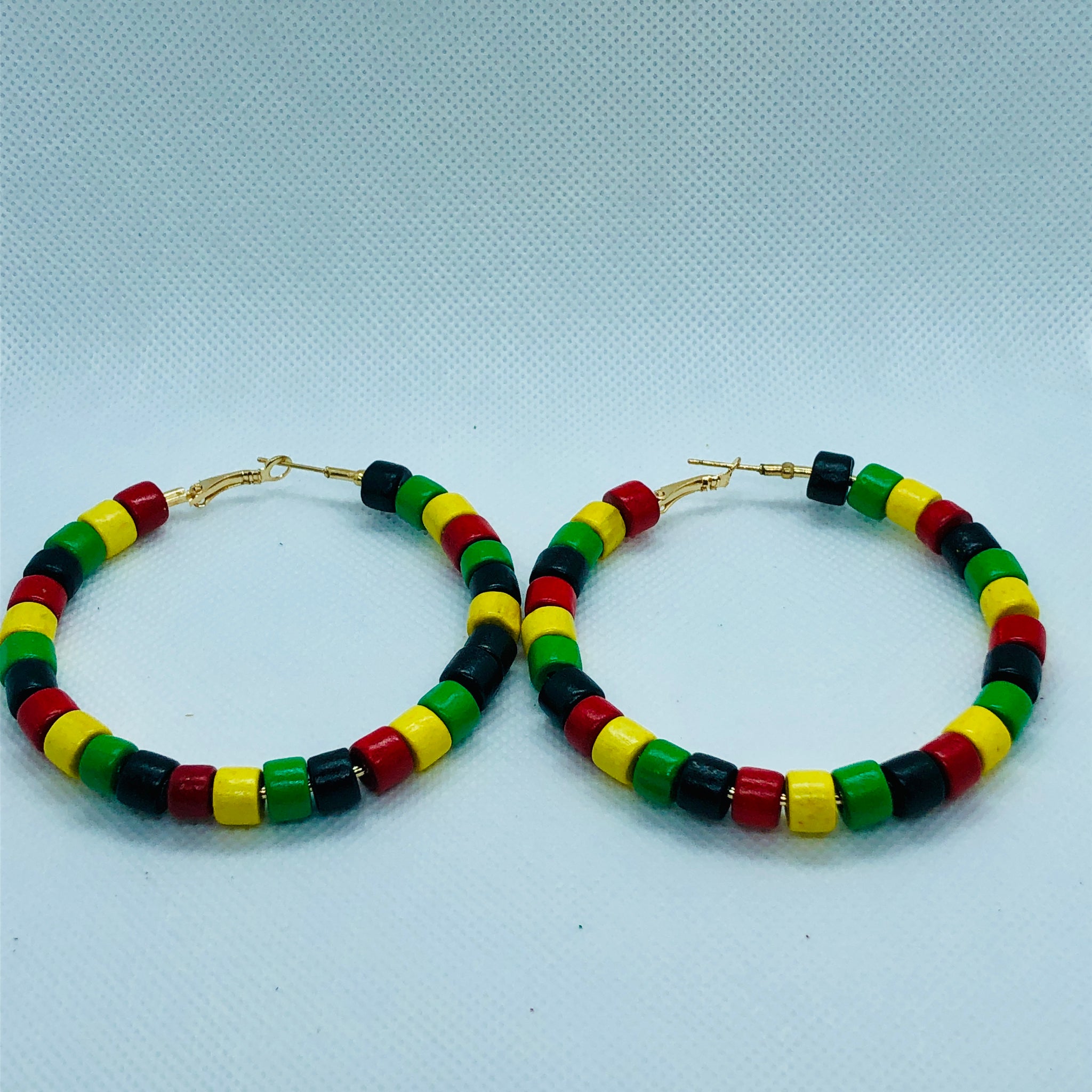 African Goddess Beaded Hoop Earrings