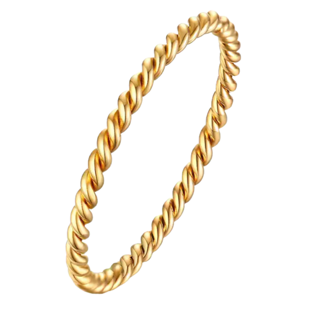 Simple Twist 18K Gold Plated Ring